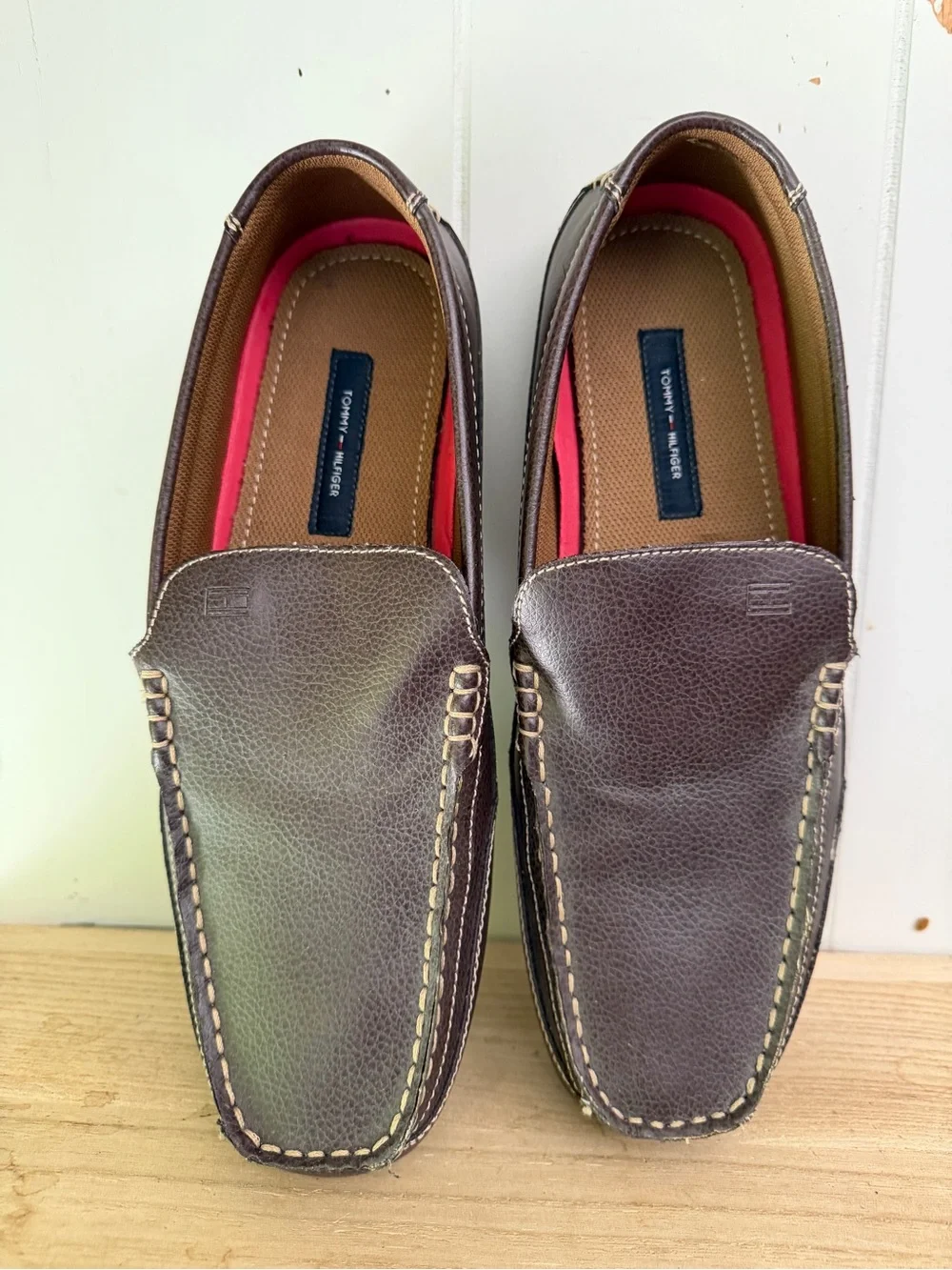 Tommy Hilfiger Men's Brown Leather Driving Loafers size 10.5
